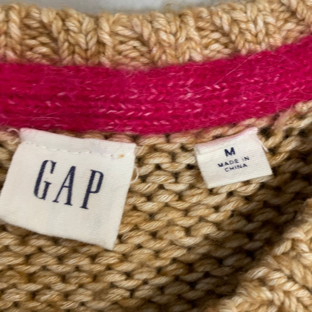 Gap Blouson Novel Camel Heather Pullover‎ cable knit sweater.  Size M - Picture 4 of 10